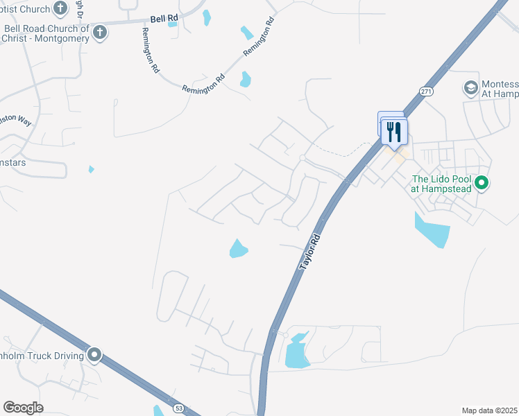map of restaurants, bars, coffee shops, grocery stores, and more near 5554 Stapleton Drive in Montgomery