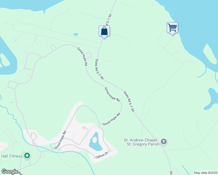 map of restaurants, bars, coffee shops, grocery stores, and more near 247 Good Hope Road in Bluffton