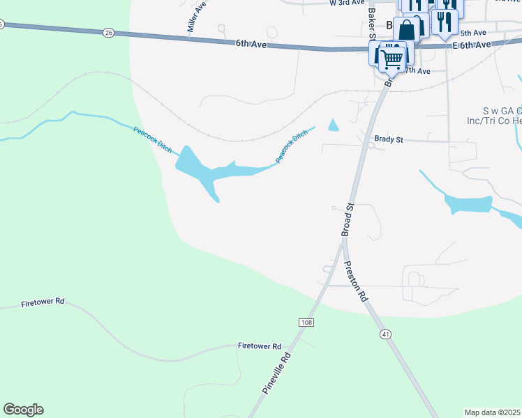 map of restaurants, bars, coffee shops, grocery stores, and more near 231 Broad Street in Buena Vista