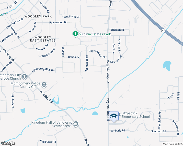 map of restaurants, bars, coffee shops, grocery stores, and more near 3124 Montwood Dr in Montgomery