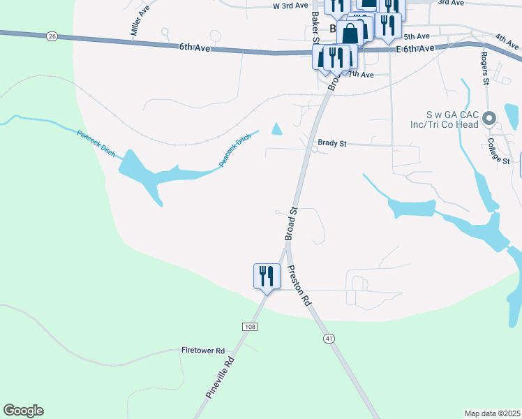 map of restaurants, bars, coffee shops, grocery stores, and more near 231 Broad Street in Buena Vista