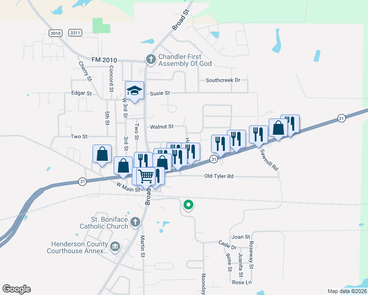 map of restaurants, bars, coffee shops, grocery stores, and more near 428 Hardee Drive in Chandler