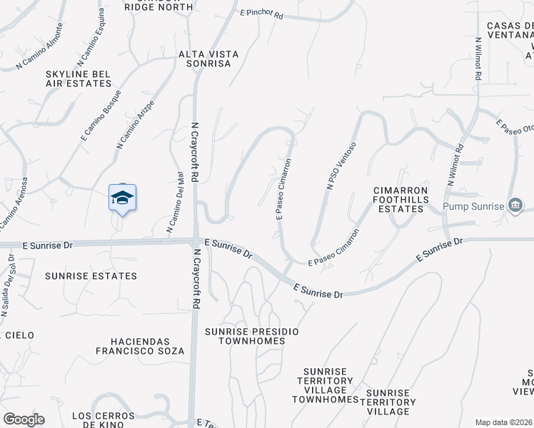 map of restaurants, bars, coffee shops, grocery stores, and more near 5708 North Vía Lozana in Tucson