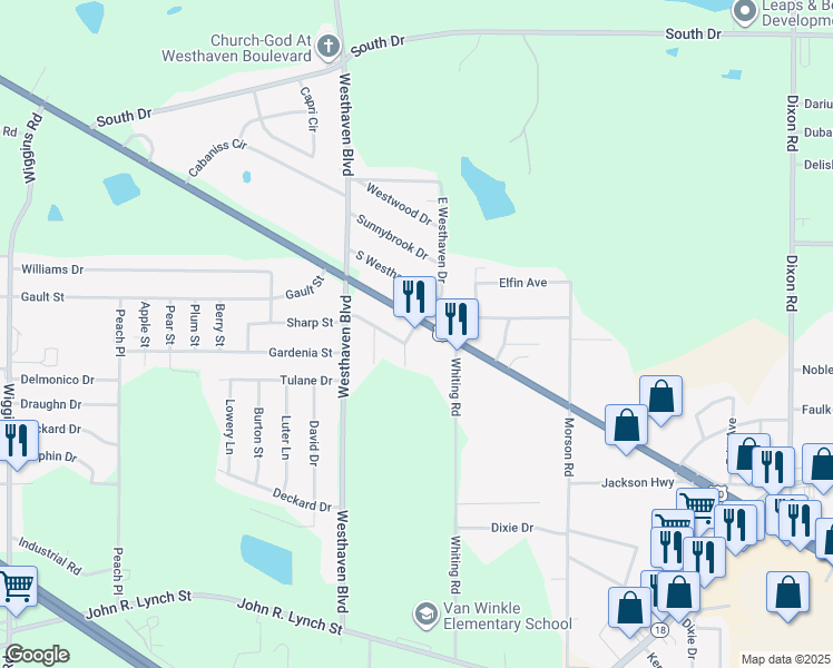 map of restaurants, bars, coffee shops, grocery stores, and more near 4755 U.S. 80 in Jackson