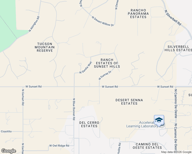 map of restaurants, bars, coffee shops, grocery stores, and more near 5625 North Sunray Drive in Tucson