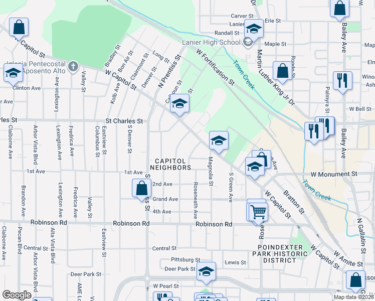 map of restaurants, bars, coffee shops, grocery stores, and more near 166 Glenmary Street in Jackson