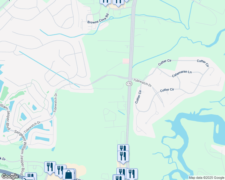 map of restaurants, bars, coffee shops, grocery stores, and more near 812 Gleneagle Court in Bluffton