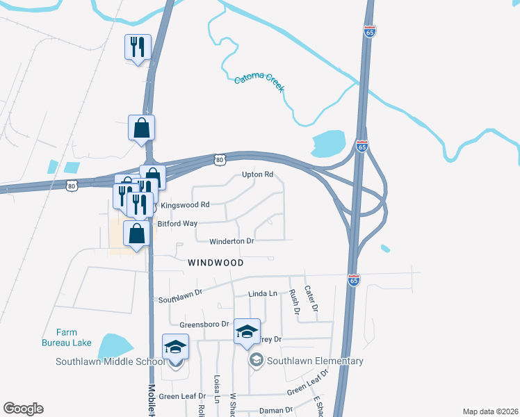map of restaurants, bars, coffee shops, grocery stores, and more near 328 Bitford Way in Montgomery