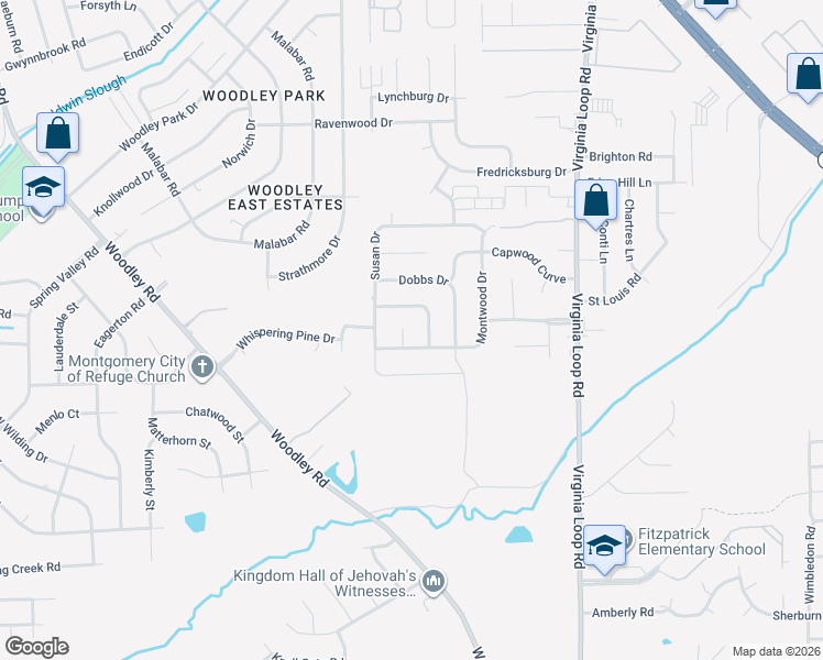 map of restaurants, bars, coffee shops, grocery stores, and more near 3013 Montwood Court in Montgomery