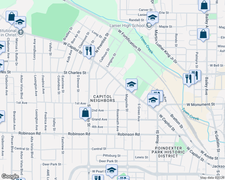 map of restaurants, bars, coffee shops, grocery stores, and more near 166 Glenmary Street in Jackson