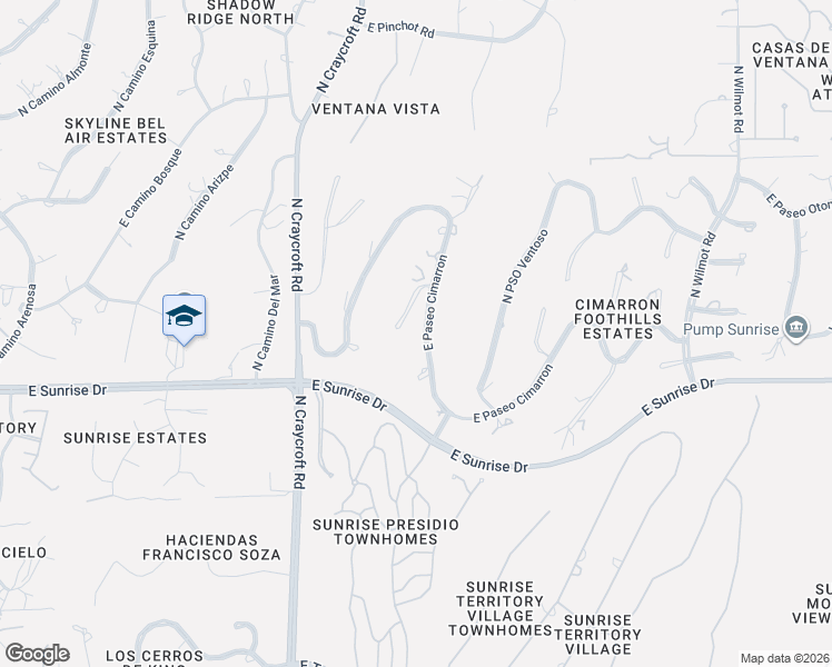 map of restaurants, bars, coffee shops, grocery stores, and more near 5708 North Vía Lozana in Tucson