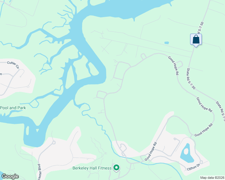 map of restaurants, bars, coffee shops, grocery stores, and more near 152 Good Hope Road in Bluffton