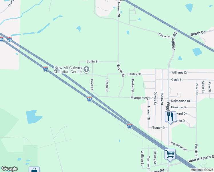 map of restaurants, bars, coffee shops, grocery stores, and more near 1521 Seton Street in Jackson