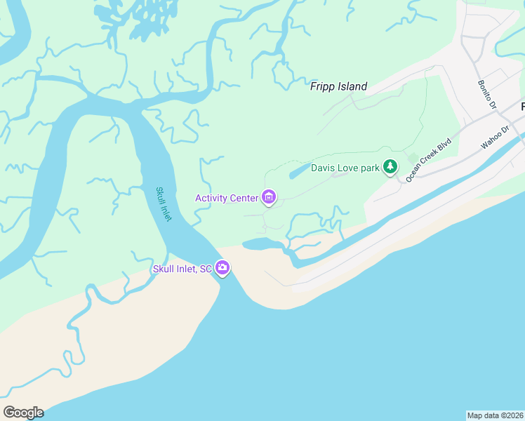 map of restaurants, bars, coffee shops, grocery stores, and more near 25 Sea Mist Road in Fripp Island