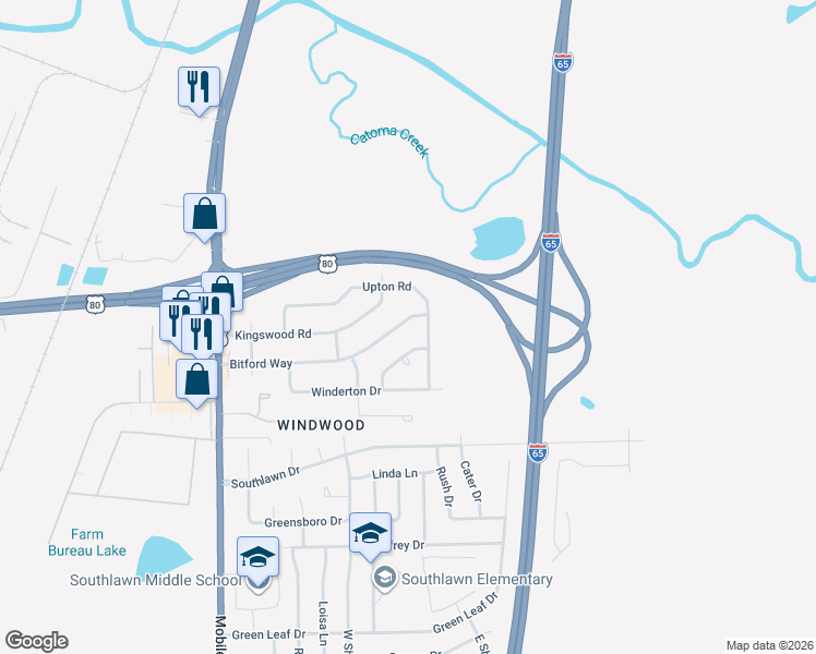 map of restaurants, bars, coffee shops, grocery stores, and more near 328 Bitford Way in Montgomery