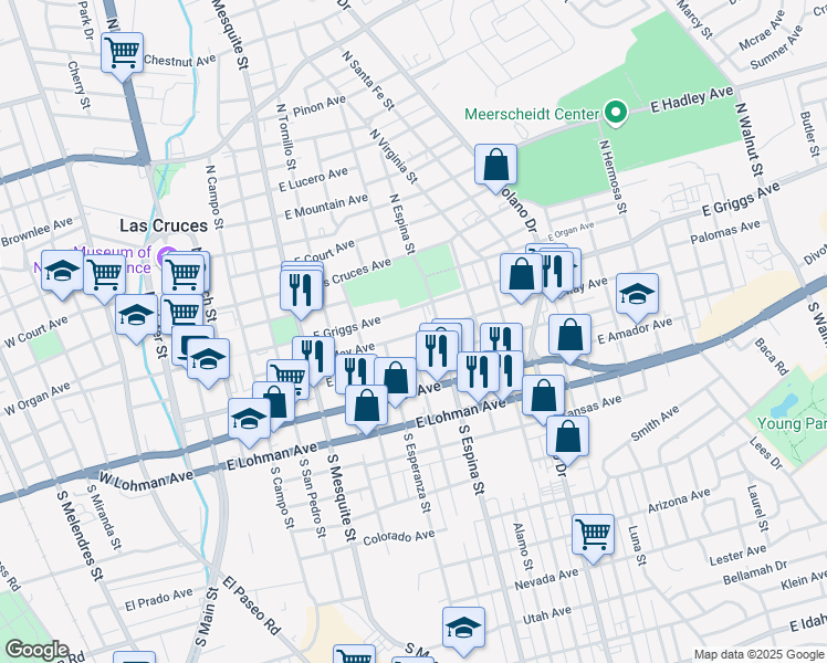 map of restaurants, bars, coffee shops, grocery stores, and more near 811 East May Avenue in Las Cruces