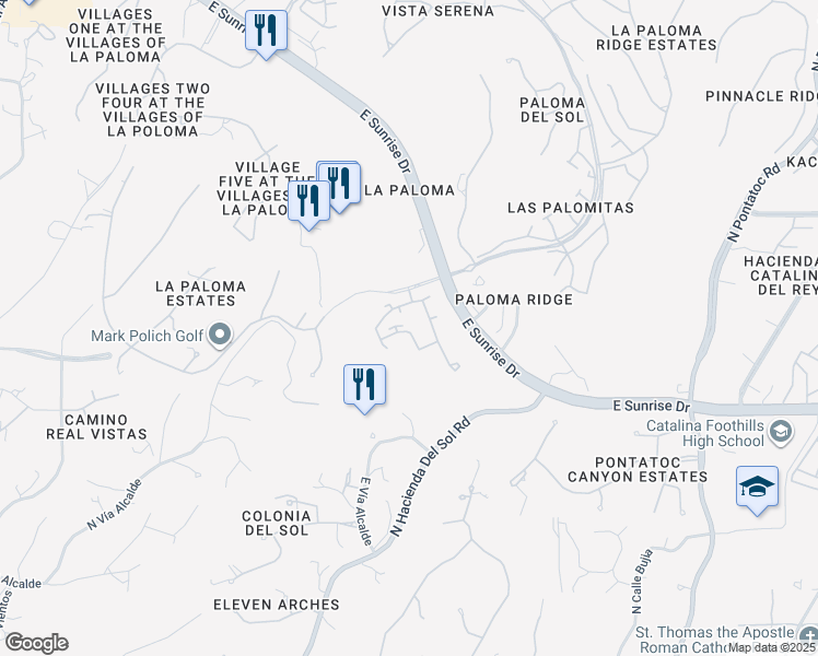 map of restaurants, bars, coffee shops, grocery stores, and more near 3245 N Rambling Creek Pl in Tucson