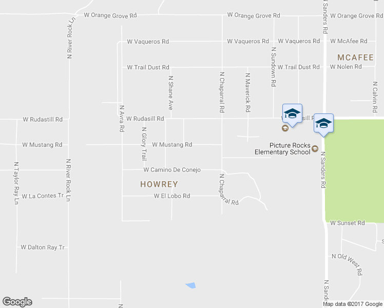 map of restaurants, bars, coffee shops, grocery stores, and more near 13135 West Mustang Road in Tucson