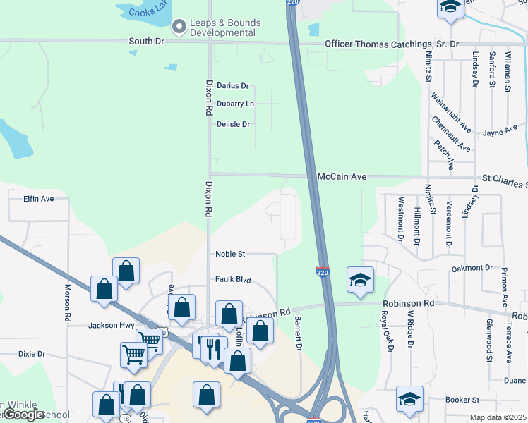 map of restaurants, bars, coffee shops, grocery stores, and more near 159 Brazos Circle in Jackson