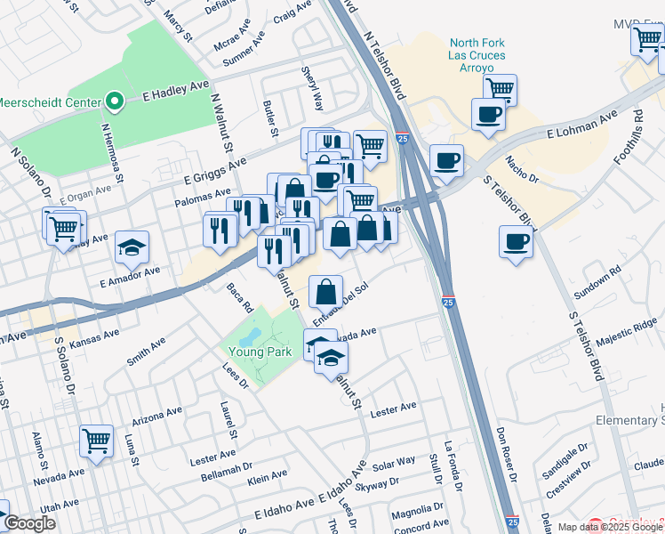 map of restaurants, bars, coffee shops, grocery stores, and more near 2260 East Lohman Avenue in Las Cruces