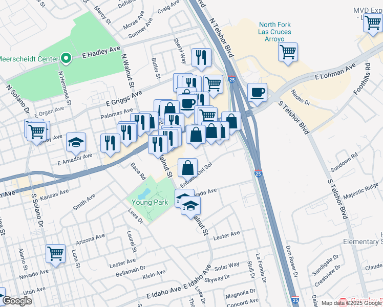 map of restaurants, bars, coffee shops, grocery stores, and more near 2260 East Lohman Avenue in Las Cruces