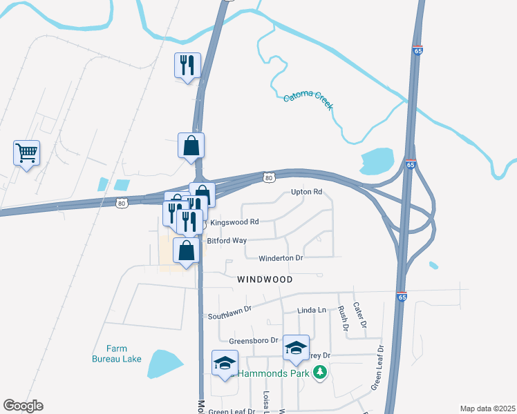 map of restaurants, bars, coffee shops, grocery stores, and more near 232 Upton Road in Montgomery