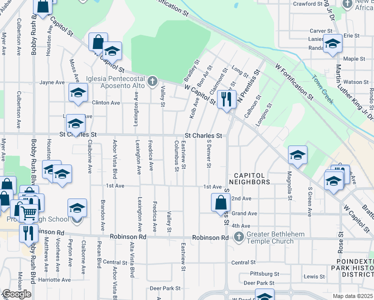map of restaurants, bars, coffee shops, grocery stores, and more near 236 Eastview Street in Jackson