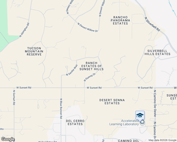map of restaurants, bars, coffee shops, grocery stores, and more near 5701 North Sunray Drive in Tucson