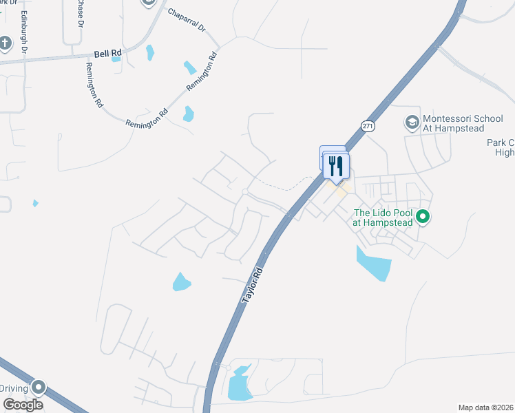map of restaurants, bars, coffee shops, grocery stores, and more near Towering Oaks Drive in Montgomery