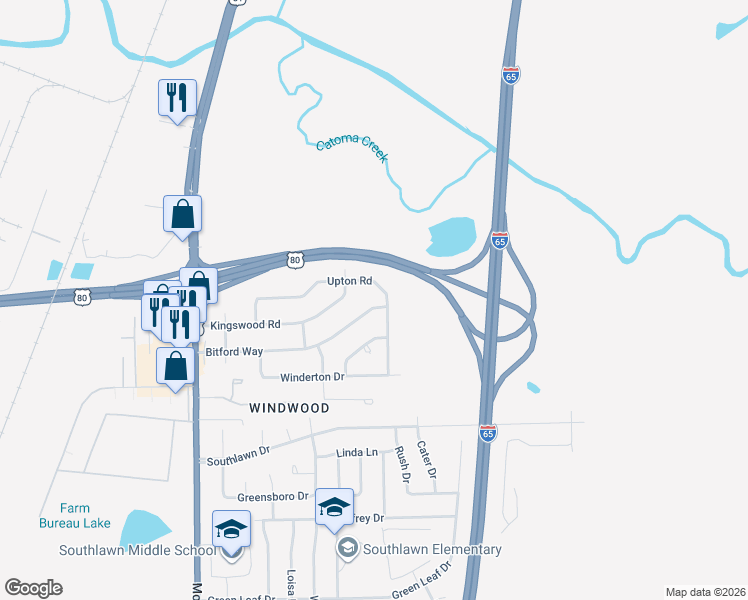 map of restaurants, bars, coffee shops, grocery stores, and more near 439 Upton Road in Montgomery
