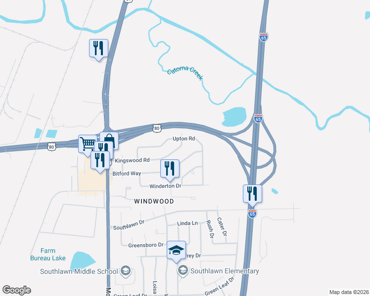 map of restaurants, bars, coffee shops, grocery stores, and more near 342 Kingswood Rd in Montgomery