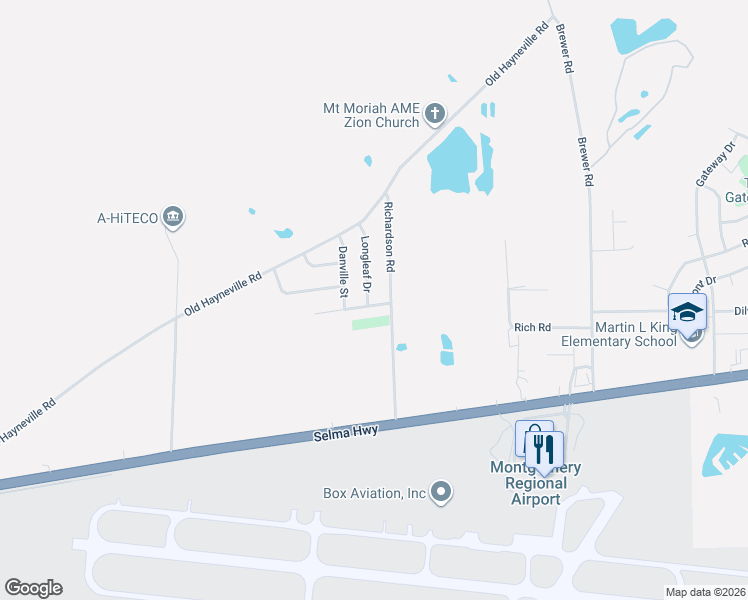 map of restaurants, bars, coffee shops, grocery stores, and more near 4372 Richardson Road in Montgomery