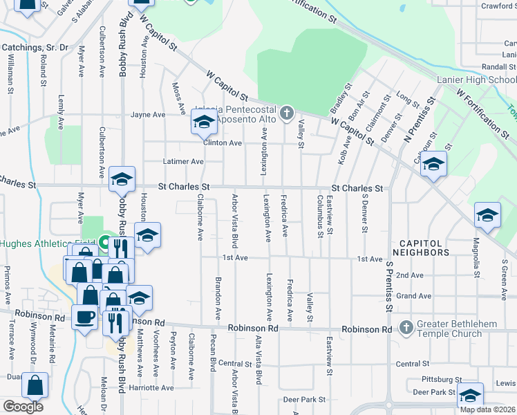 map of restaurants, bars, coffee shops, grocery stores, and more near 317 Lexington Avenue in Jackson