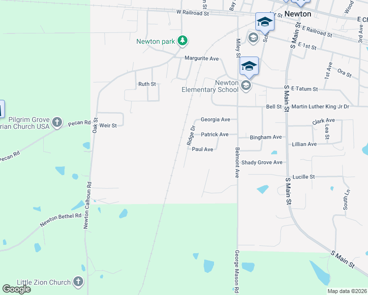 map of restaurants, bars, coffee shops, grocery stores, and more near 204 Ridge Drive in Newton