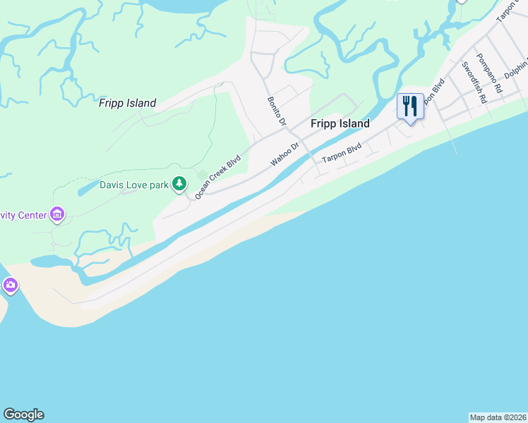 map of restaurants, bars, coffee shops, grocery stores, and more near 410 Tarpon Boulevard in Fripp Island