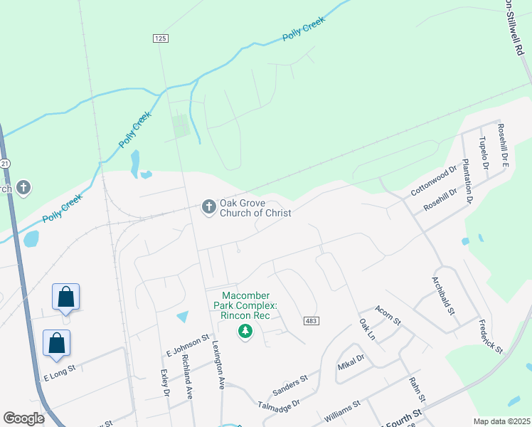 map of restaurants, bars, coffee shops, grocery stores, and more near 105 Danielle Loop in Rincon