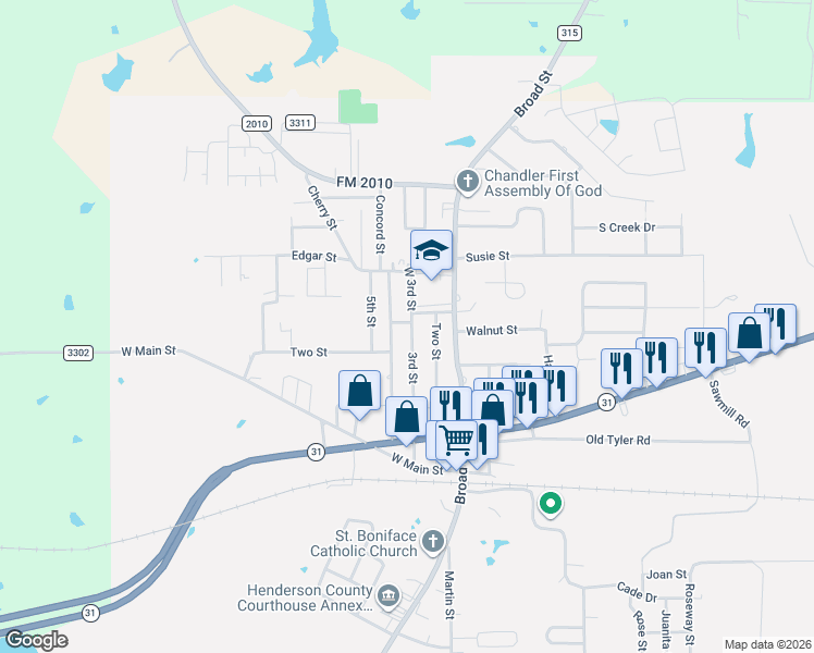 map of restaurants, bars, coffee shops, grocery stores, and more near 528 4th Street in Chandler
