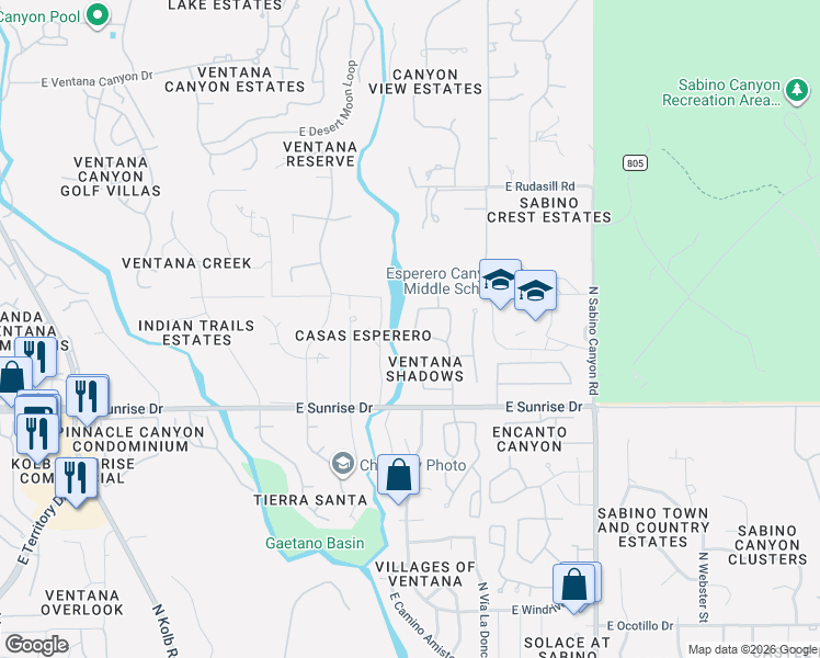 map of restaurants, bars, coffee shops, grocery stores, and more near in Tucson