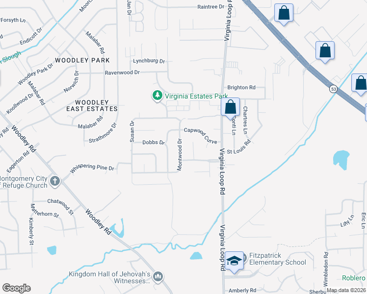 map of restaurants, bars, coffee shops, grocery stores, and more near 3152 Montwood Drive in Montgomery