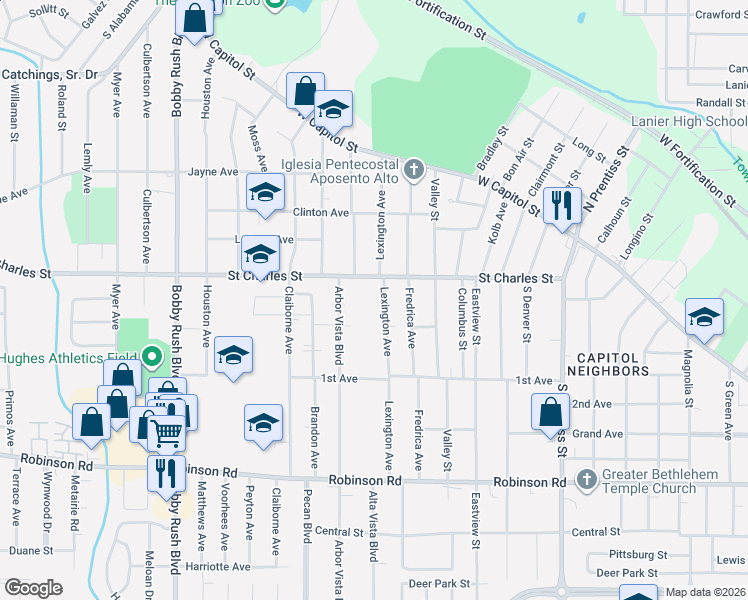 map of restaurants, bars, coffee shops, grocery stores, and more near 317 Lexington Avenue in Jackson
