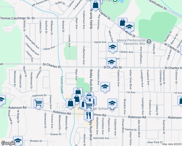 map of restaurants, bars, coffee shops, grocery stores, and more near 545 Ellis Avenue in Jackson