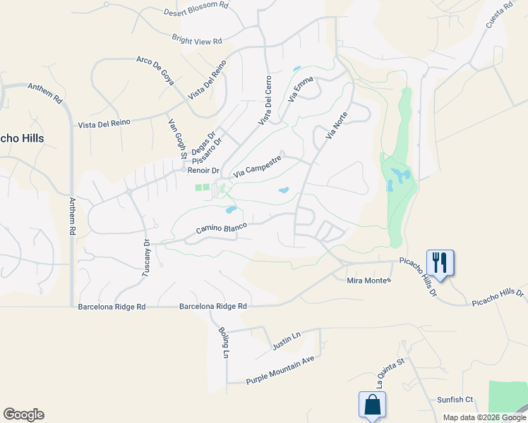 map of restaurants, bars, coffee shops, grocery stores, and more near 6760 Camino Blanco in Las Cruces