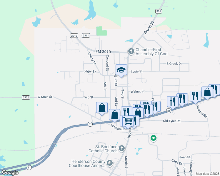 map of restaurants, bars, coffee shops, grocery stores, and more near 603 4th Street in Chandler