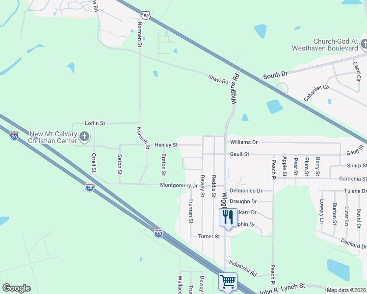 map of restaurants, bars, coffee shops, grocery stores, and more near 5951 Henley Street in Jackson