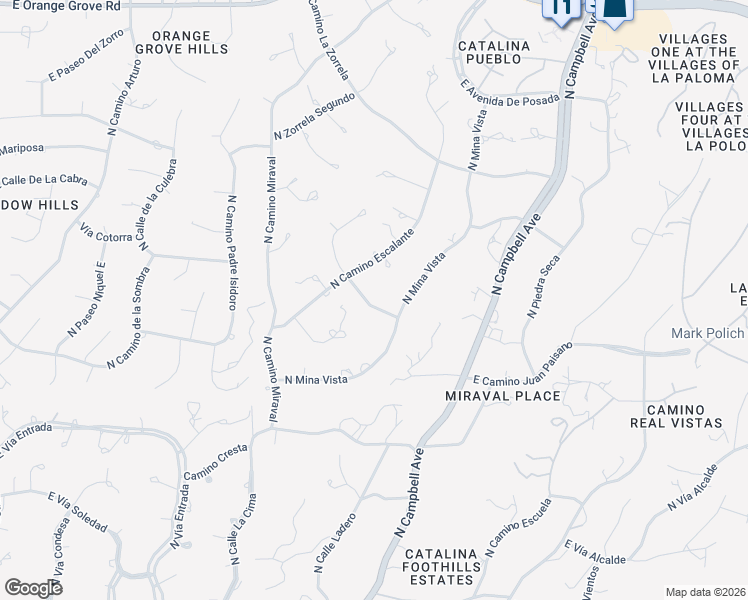 map of restaurants, bars, coffee shops, grocery stores, and more near 2240 East Camino el Ganado in Tucson