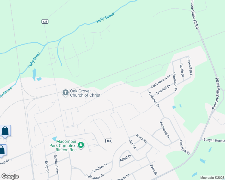 map of restaurants, bars, coffee shops, grocery stores, and more near 597 Plantation Drive in Rincon