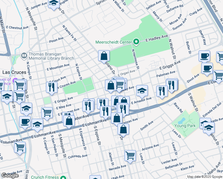 map of restaurants, bars, coffee shops, grocery stores, and more near 200 S Solano Dr in Las Cruces