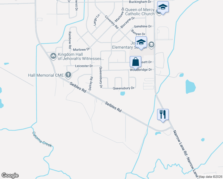 map of restaurants, bars, coffee shops, grocery stores, and more near Savoy Street in Montgomery