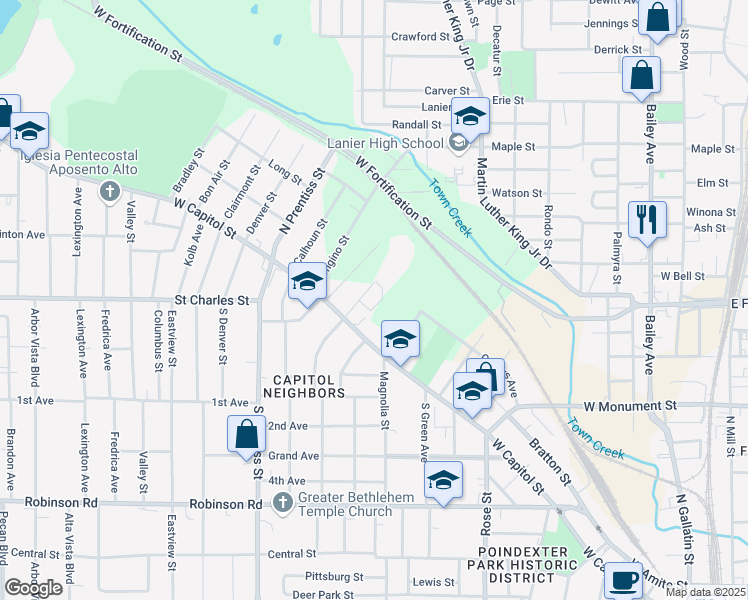 map of restaurants, bars, coffee shops, grocery stores, and more near 1576 West Capitol Street in Jackson