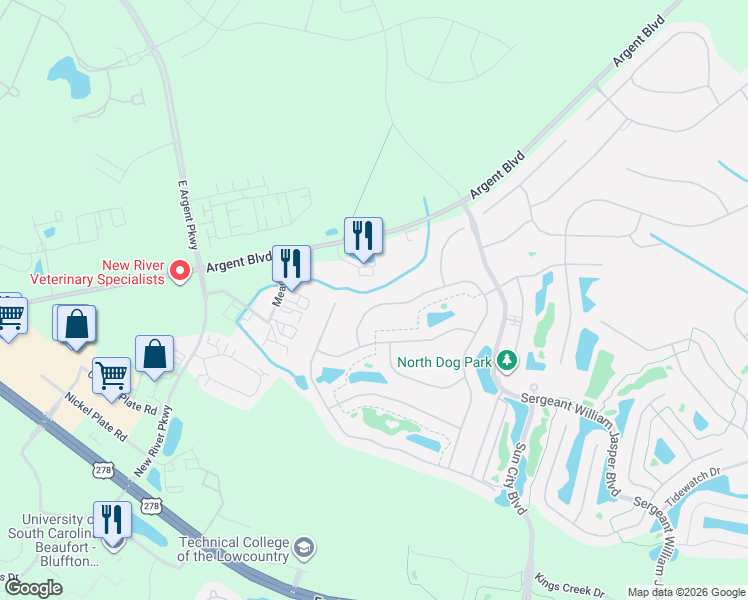map of restaurants, bars, coffee shops, grocery stores, and more near 1072 Argent Boulevard in Ridgeland